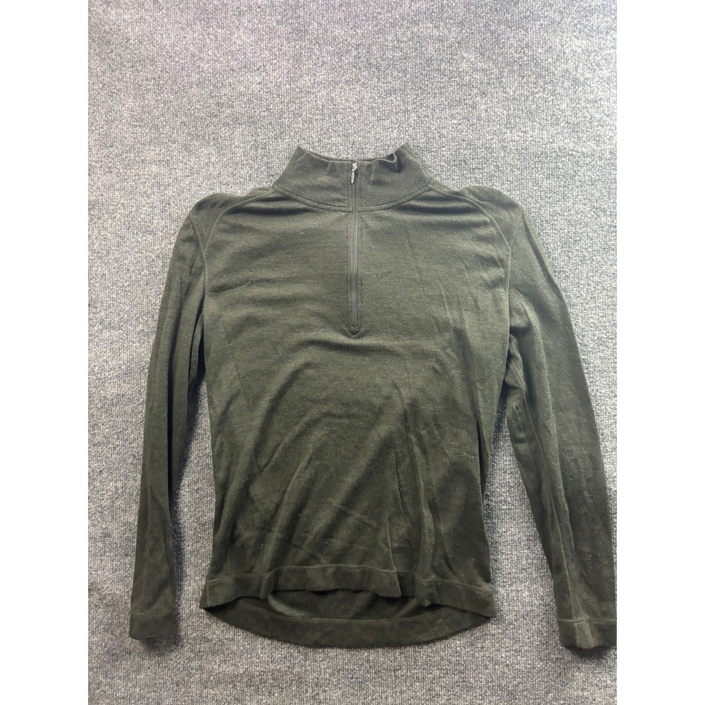 Smartwool Quarter Zip Pullover Womens XL Green Merino Wool Base Layer 68571